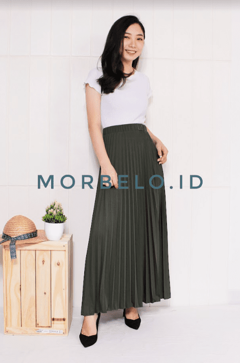 brand local di Indonesia model rok plisket murah