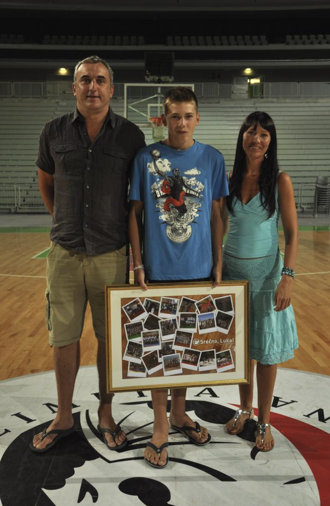 Luka with his Parents When Winning Basketball Competitions