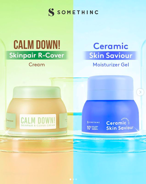 Moisturizer Ceramic dan Calm Down Series dari Somethinc yang bisa menjaga kelembapan kulit dan meredakan iritasi