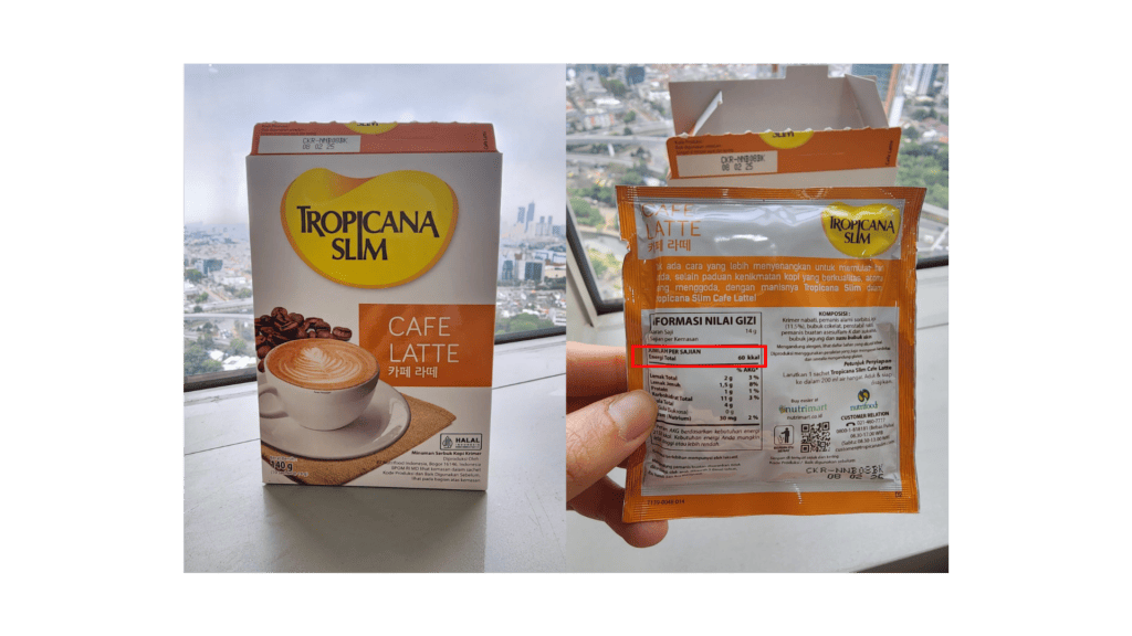 Kalori Makanan - Cafe Latte Tropicana Slim