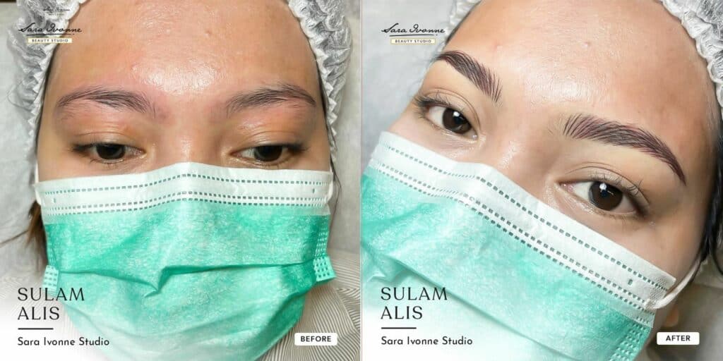 Before and after sulam alis / brow embroidery nano technology. Eyebrow Glow Up